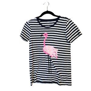 J.Crew Womens XS Striped Tee With Flamingo Sequin Design